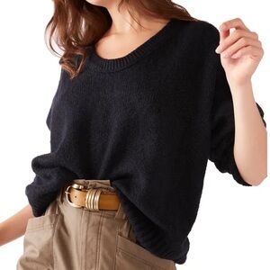 Free people Brookside black sweater tunic XL $128 NEW